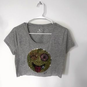 swipey sequin smiley crop